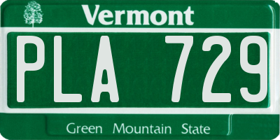 VT license plate PLA729