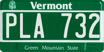 VT license plate PLA732