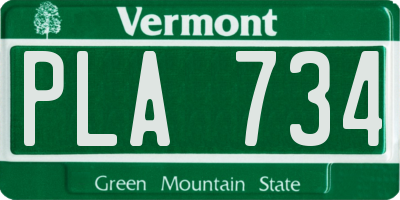 VT license plate PLA734