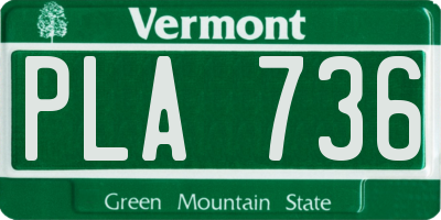 VT license plate PLA736