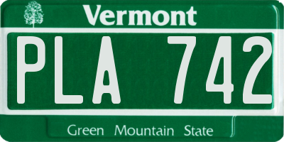 VT license plate PLA742