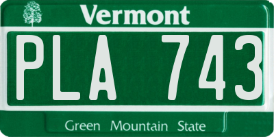 VT license plate PLA743