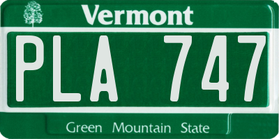 VT license plate PLA747