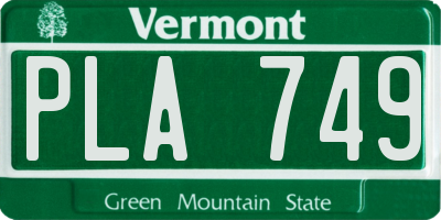 VT license plate PLA749