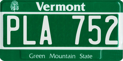 VT license plate PLA752