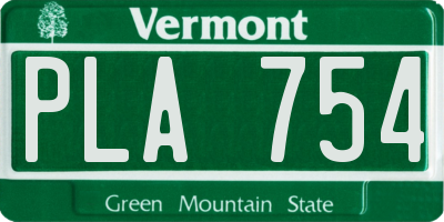 VT license plate PLA754