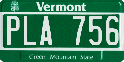 VT license plate PLA756