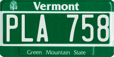 VT license plate PLA758
