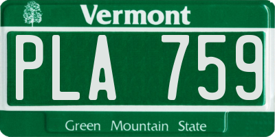 VT license plate PLA759