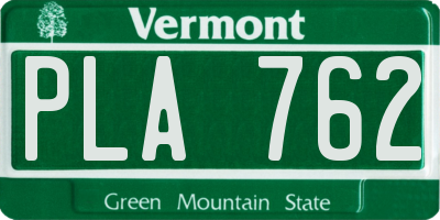 VT license plate PLA762