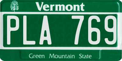 VT license plate PLA769