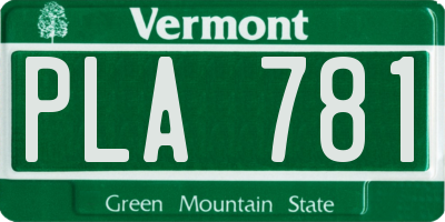 VT license plate PLA781