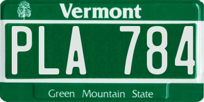VT license plate PLA784