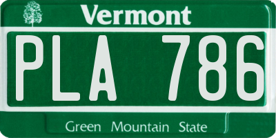 VT license plate PLA786