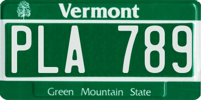 VT license plate PLA789