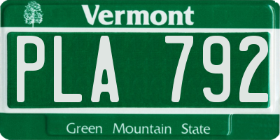 VT license plate PLA792
