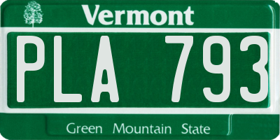 VT license plate PLA793