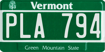 VT license plate PLA794