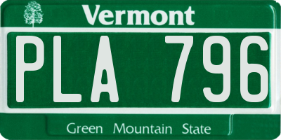 VT license plate PLA796