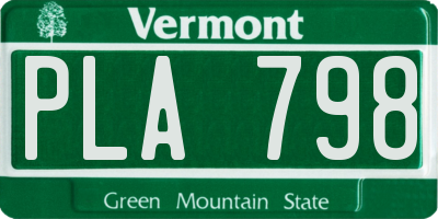 VT license plate PLA798