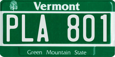 VT license plate PLA801