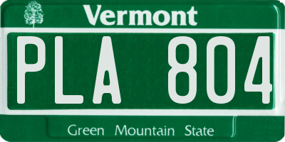 VT license plate PLA804