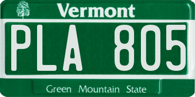 VT license plate PLA805