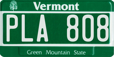 VT license plate PLA808