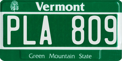 VT license plate PLA809
