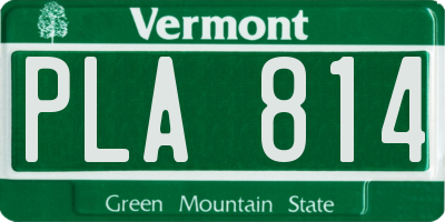 VT license plate PLA814