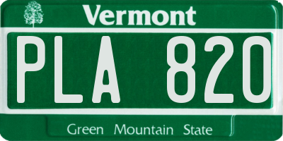 VT license plate PLA820
