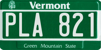 VT license plate PLA821
