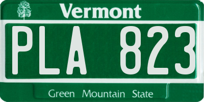 VT license plate PLA823