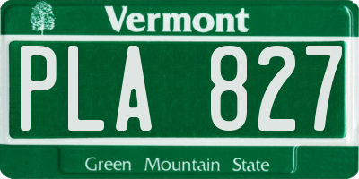 VT license plate PLA827