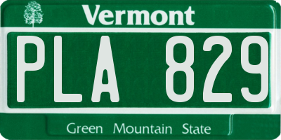 VT license plate PLA829
