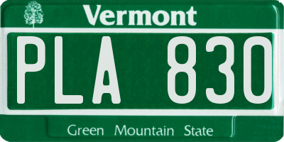 VT license plate PLA830
