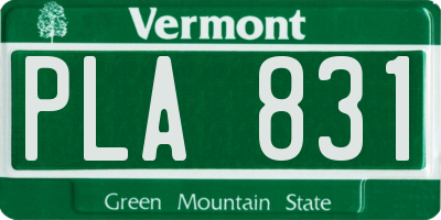 VT license plate PLA831