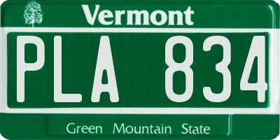 VT license plate PLA834