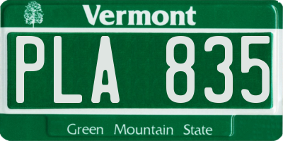 VT license plate PLA835