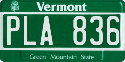 VT license plate PLA836