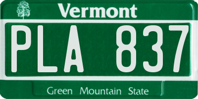 VT license plate PLA837