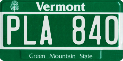 VT license plate PLA840