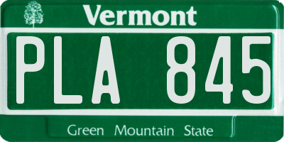 VT license plate PLA845