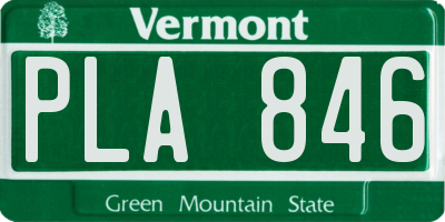 VT license plate PLA846