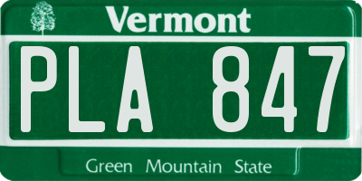 VT license plate PLA847