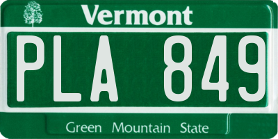 VT license plate PLA849
