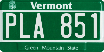 VT license plate PLA851