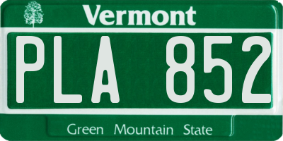VT license plate PLA852