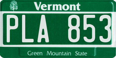 VT license plate PLA853