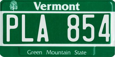 VT license plate PLA854